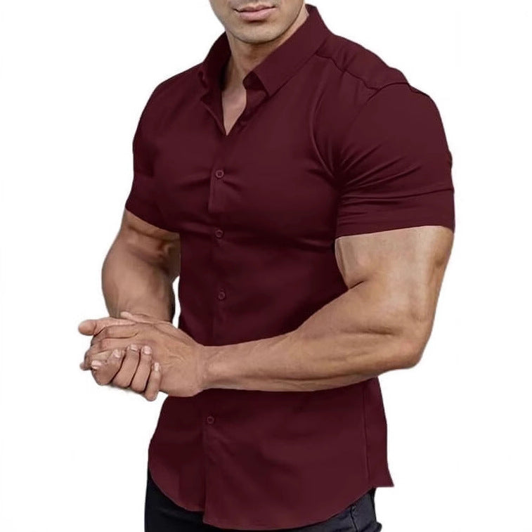 Men's Collar Casual Thin Short Sleeve Shirt