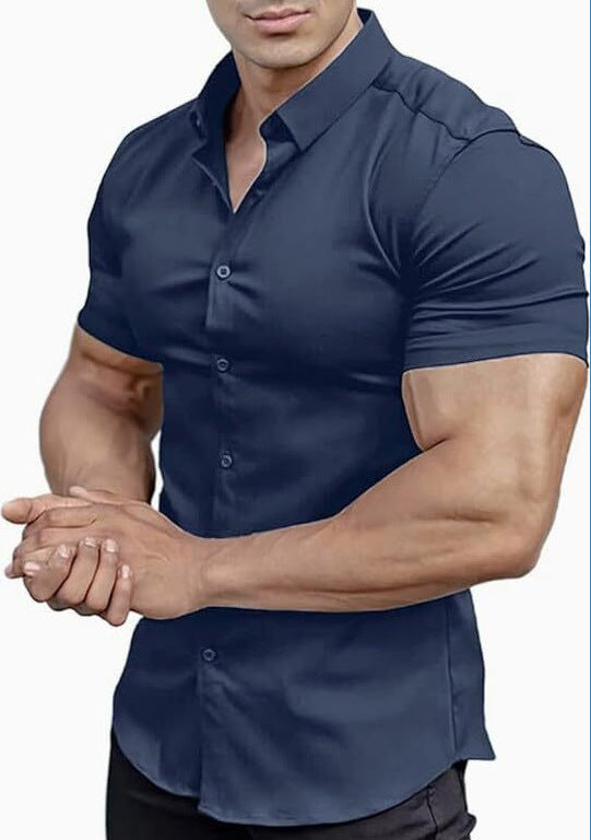 Men's Collar Casual Thin Short Sleeve Shirt