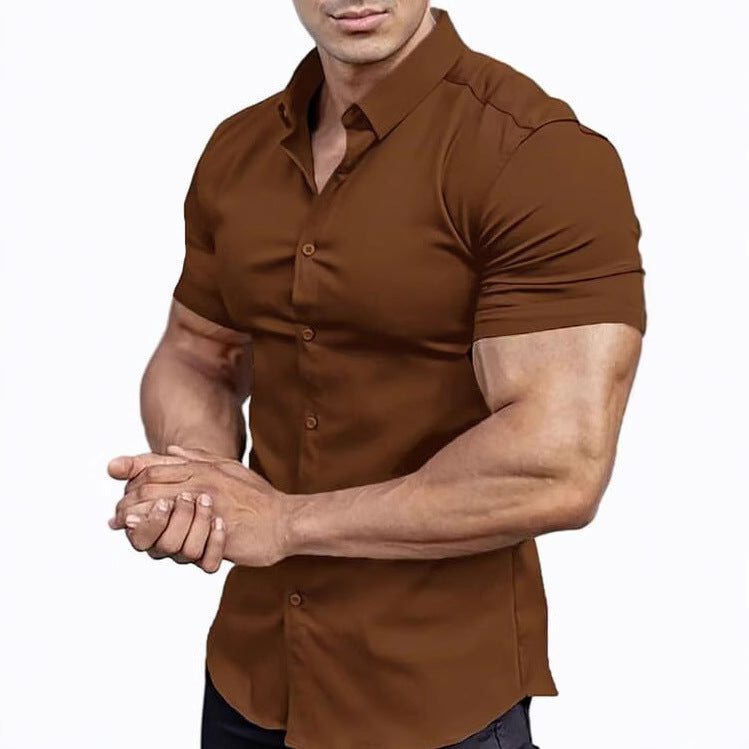 Men's Collar Casual Thin Short Sleeve Shirt