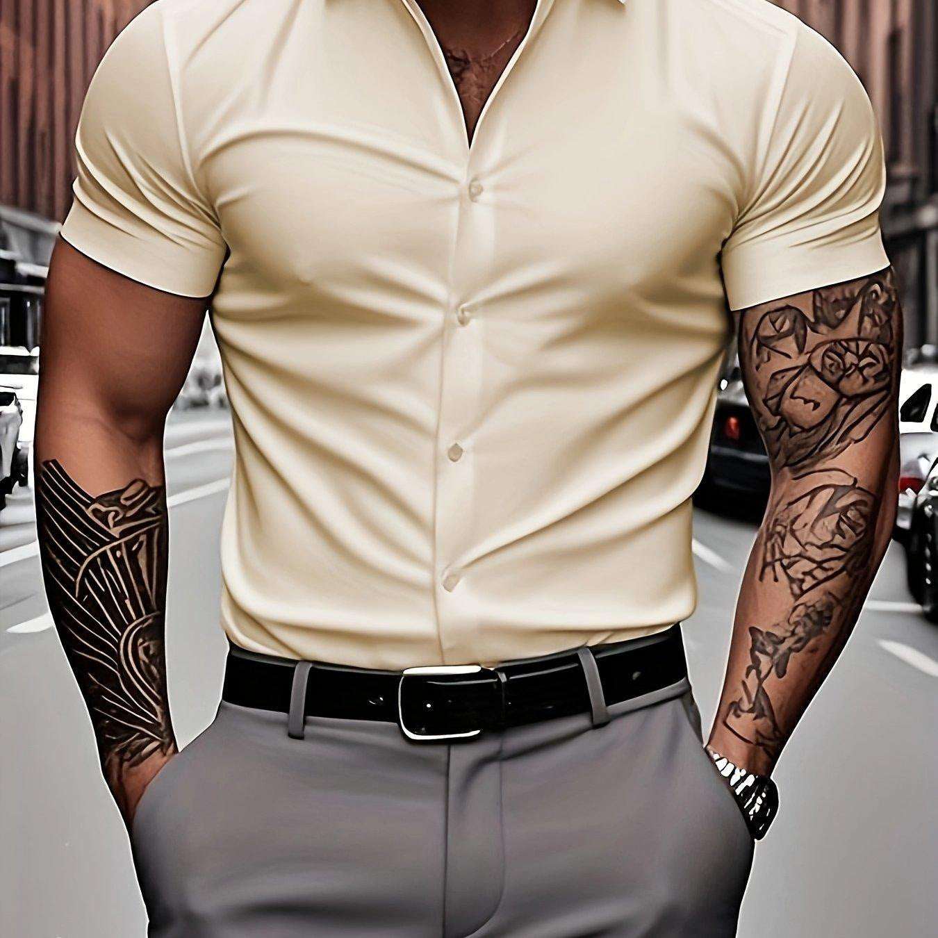Men's Collar Casual Thin Short Sleeve Shirt