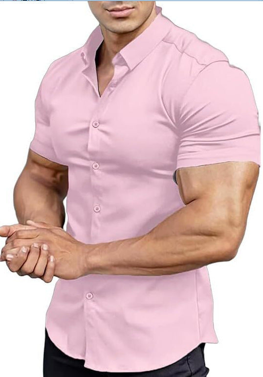 Men's Collar Casual Thin Short Sleeve Shirt