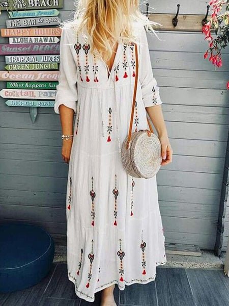 Bohemian Print Floral Patchwork Maxi Skirt - Elevra