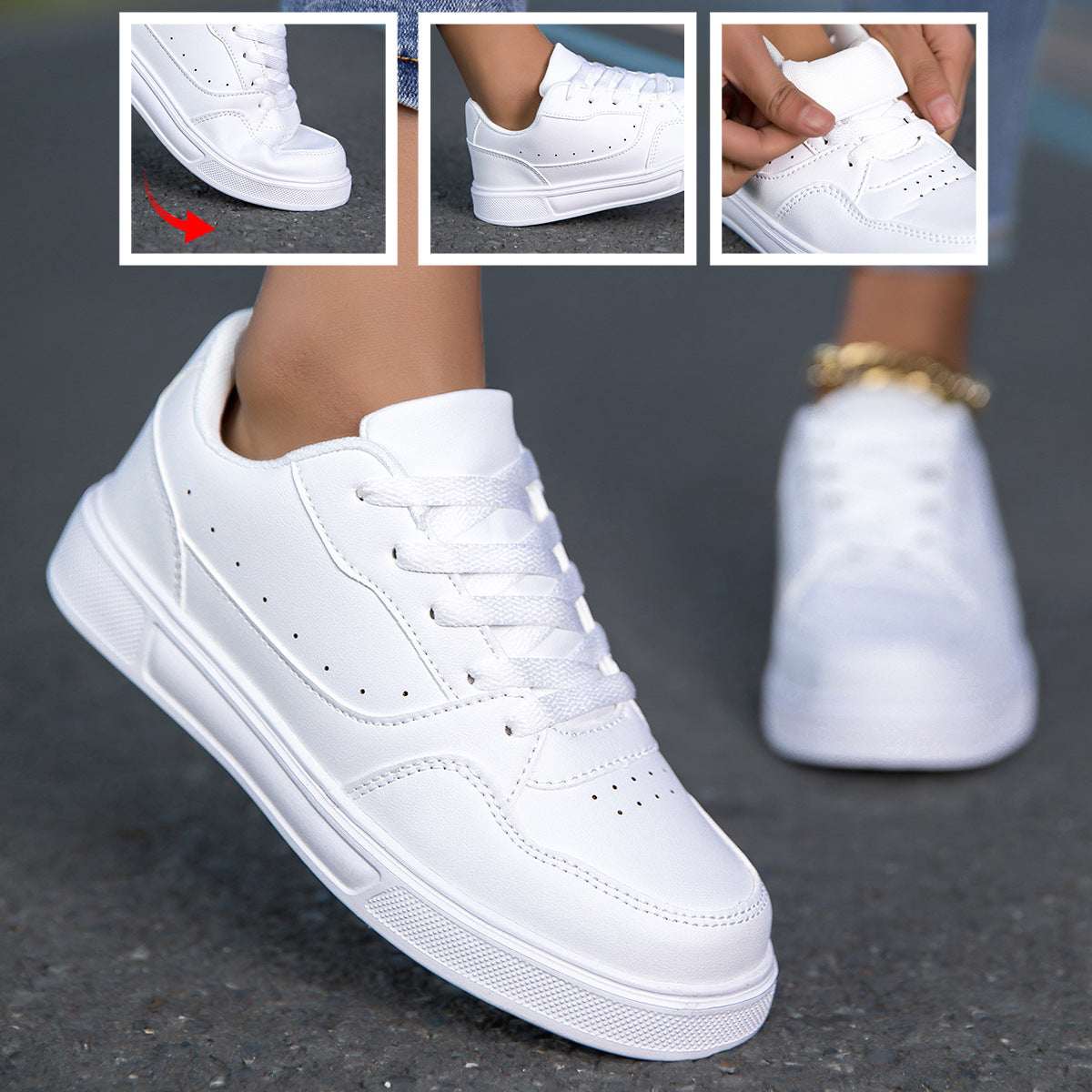 Breathable White Korean Casual Sneaker Breathable - Elevra