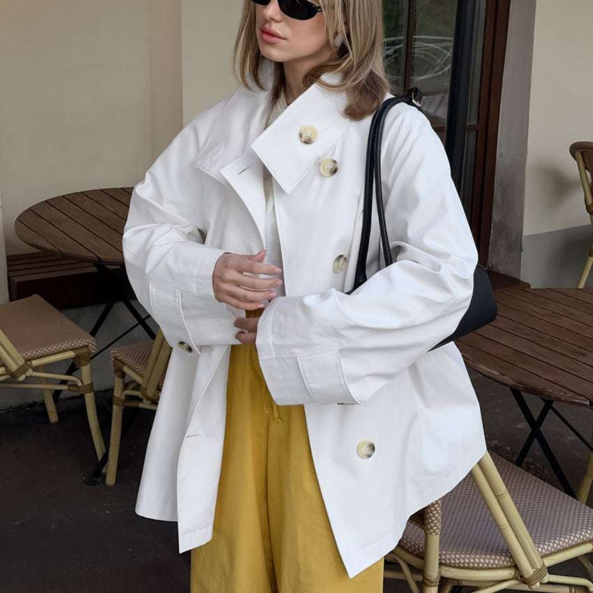 Design Mid - length Trench Coat Loose Flattering Cardigan - Elevra