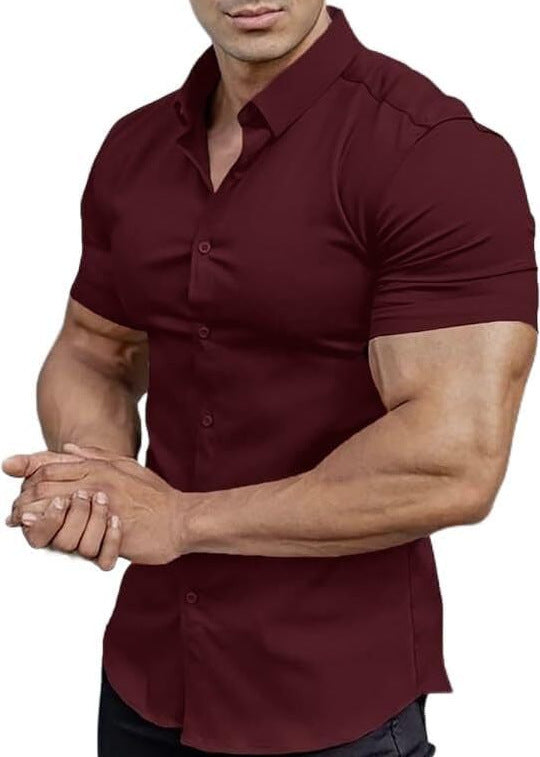 Men's Collar Casual Thin Short Sleeve Shirt