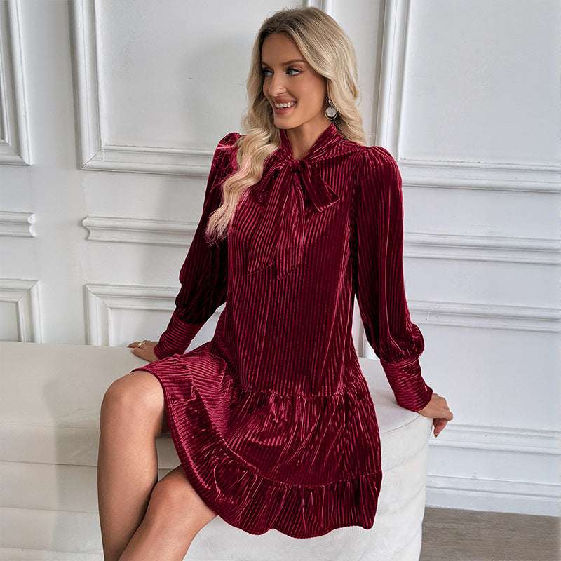 Elegant Velvet Evening Dress –European & American Party Wear - Elevra