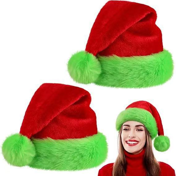 Plush Santa Hats Velvet Christmas Hat Thicken Plush Xmas Holiday Hat With Lined New Year Festive Party