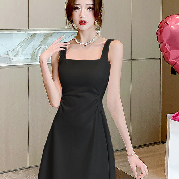 Slim Fit Style Slimming White Suspender Dress