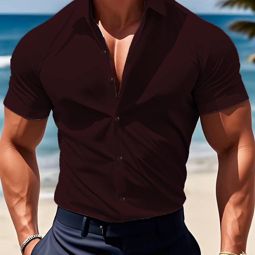 Men's Collar Casual Thin Short Sleeve Shirt