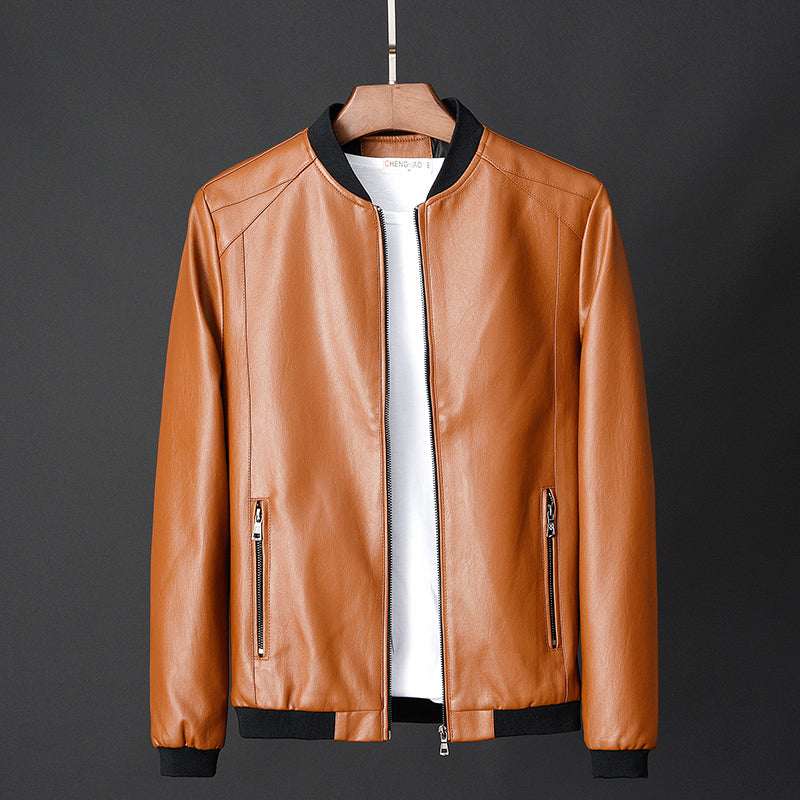 Leather jacket slim men's leather jacket - Elevra