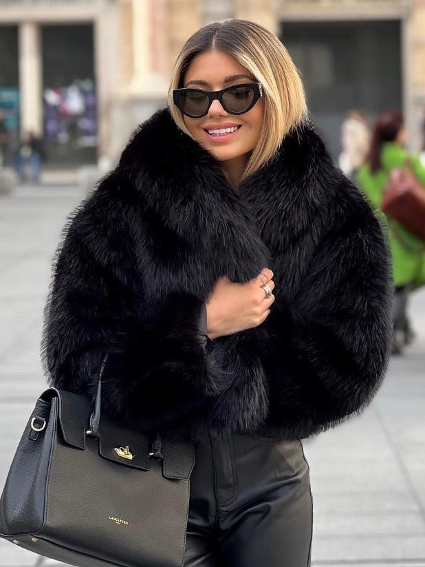 Winter Plush Coat Fashion Warm Thicken Fluffy Lapel Jacket Outwear Casual Long Sleeve Tops Womens Clothing - Elevra