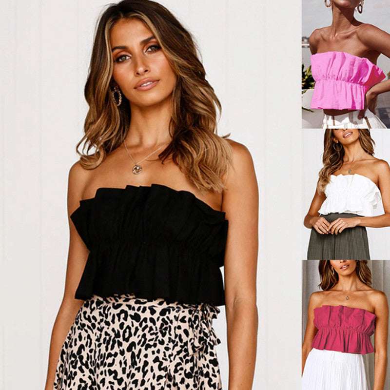 Women's Sleeveless Chest Wrap Peplum Top - Elevra