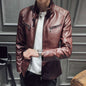 Leather jacket men's leather zipper cardigan men's jacket