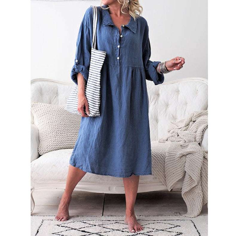 Loose button midi dress