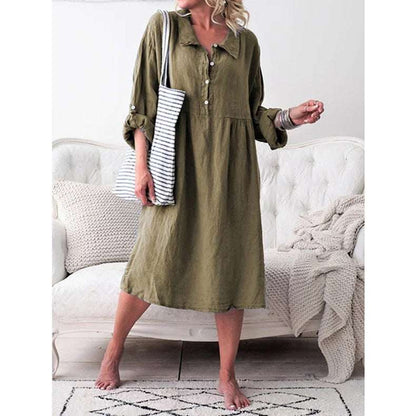Loose button midi dress