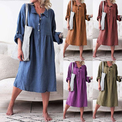 Loose button midi dress