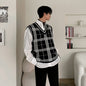 Knitted Men's Trendy Plaid V-neck Sweater Vest
