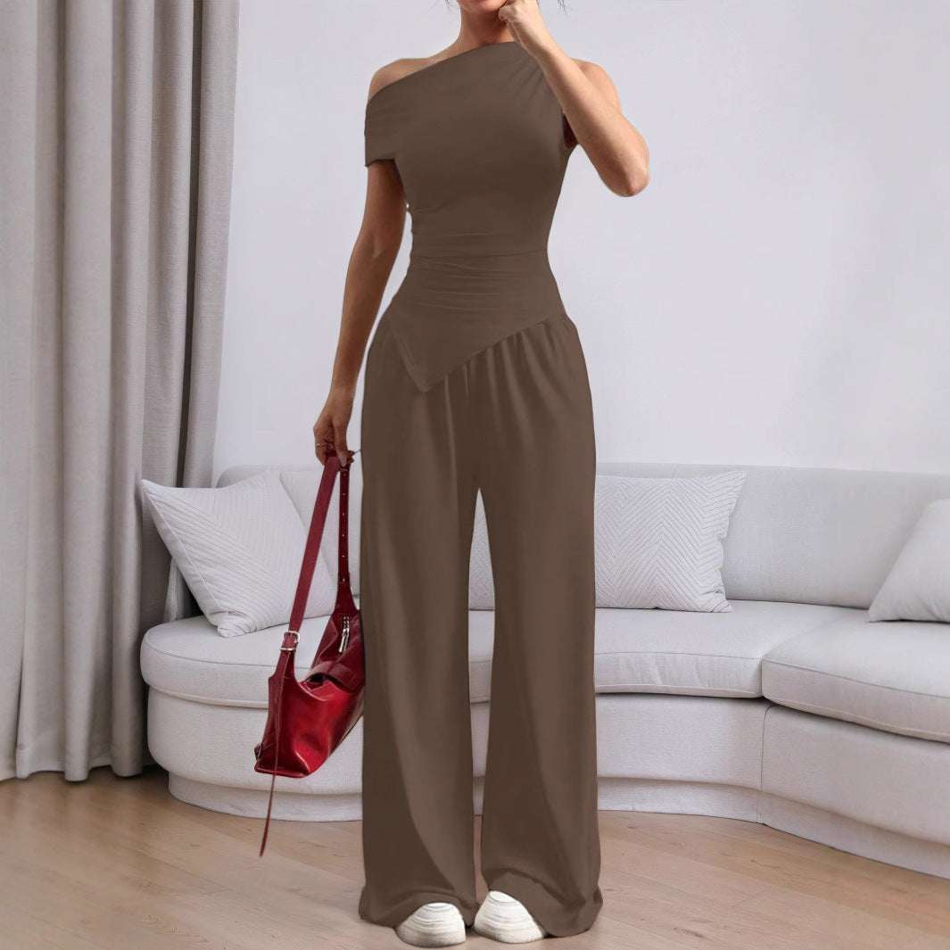 Women's Solid Color Sleeveless Vest Pants Fashion Suit