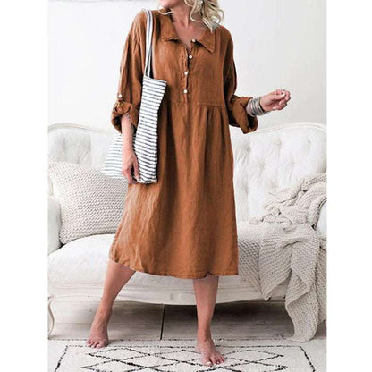 Loose button midi dress