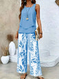 Print Suits Sleeveless Double-layer Vest And Loose Straight Pants