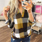 Plaid Printed V-Neck Long Sleeve T-Shirt