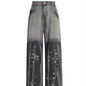 Retro Tie-dyeing Gradient Washed-out Jeans Woman