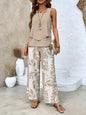 Print Suits Sleeveless Double-layer Vest And Loose Straight Pants