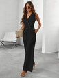V-neck Sleeveless High Waist Women's Pants Suit