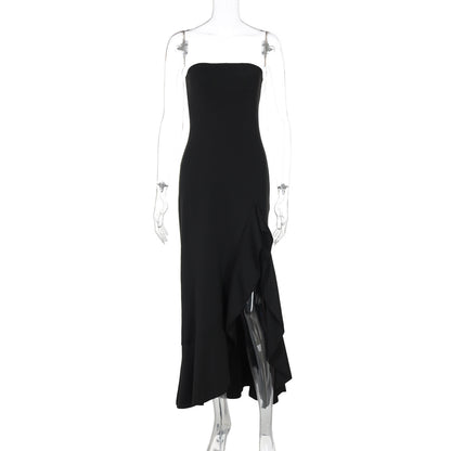Sexy Split Maxi Dress Tube Top Temperament Women's Dress