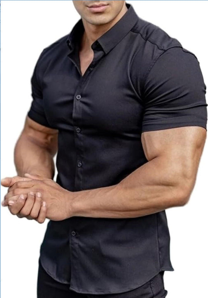 Men's Collar Casual Thin Short Sleeve Shirt