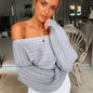 One-shouldered openwork knit sweater