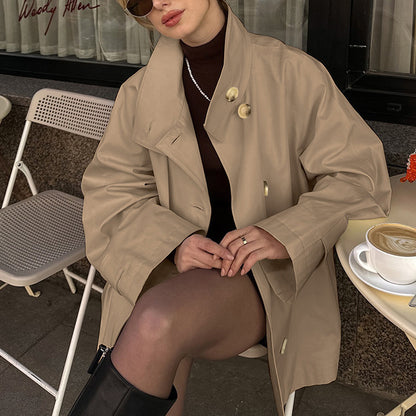 Design Mid-length Trench Coat Loose Flattering Cardigan