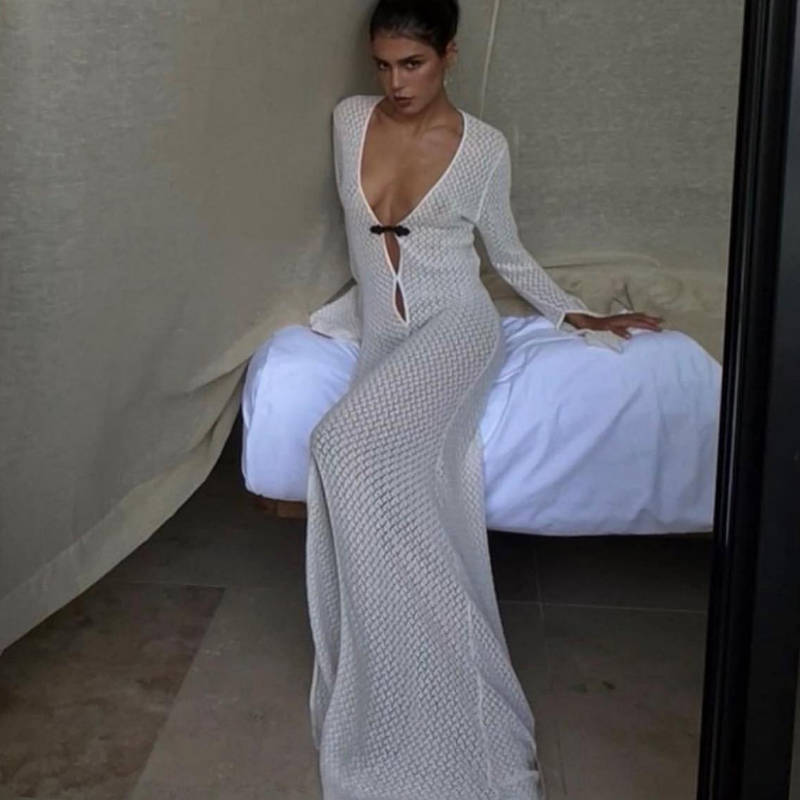 Cutout Slit Maxi Skirt Beach Blouse