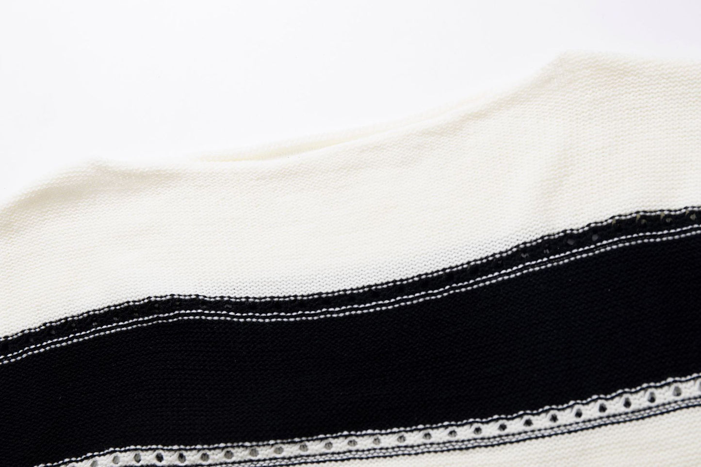 Women's One-neck Striped Openwork Knitted Sweater