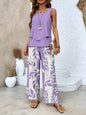 Print Suits Sleeveless Double-layer Vest And Loose Straight Pants