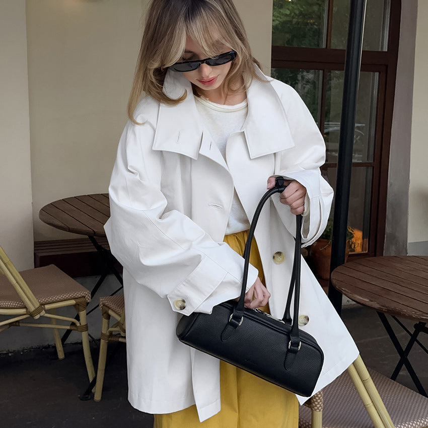 Design Mid-length Trench Coat Loose Flattering Cardigan