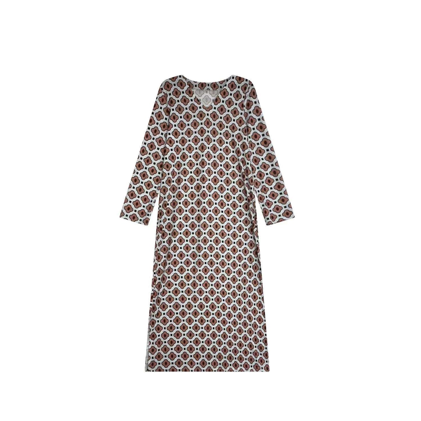 Female Bohemian Female V-neck Long-sleeve Dress