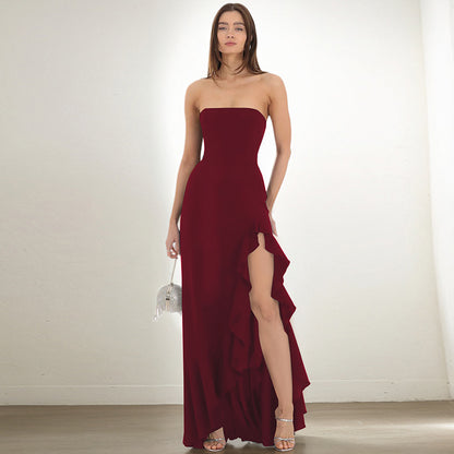 Sexy Split Maxi Dress Tube Top Temperament Women's Dress