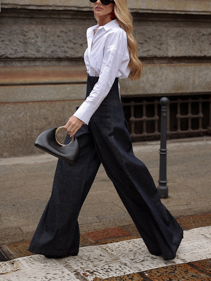 Elegant High-waist Wide-leg Jeans