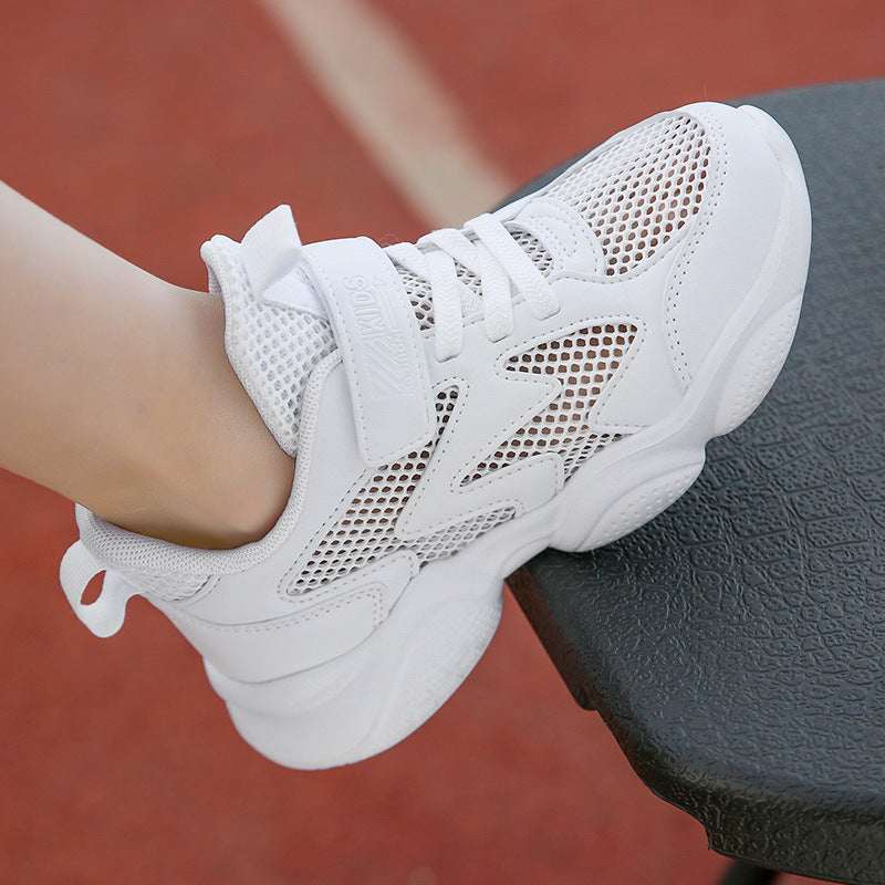 Velcro New Primary And Secondary School Students White Sneaker