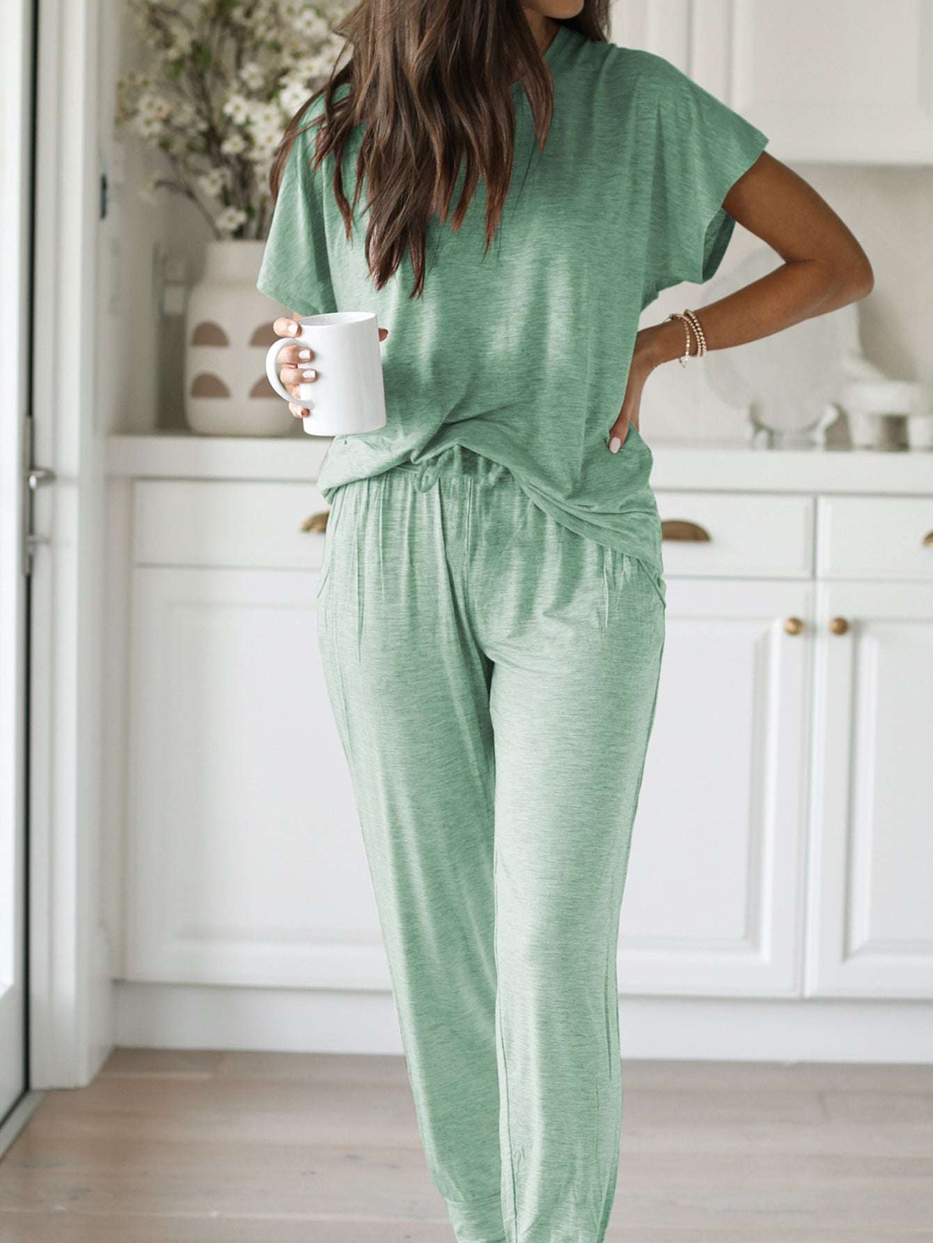 Round Neck Short Sleeve Loose Outfit