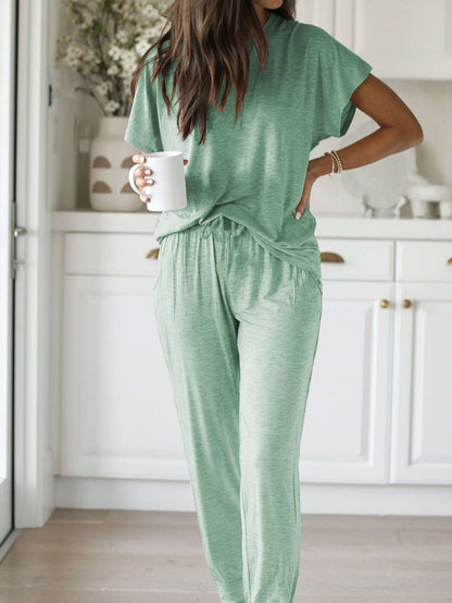 Round Neck Short Sleeve Loose Outfit