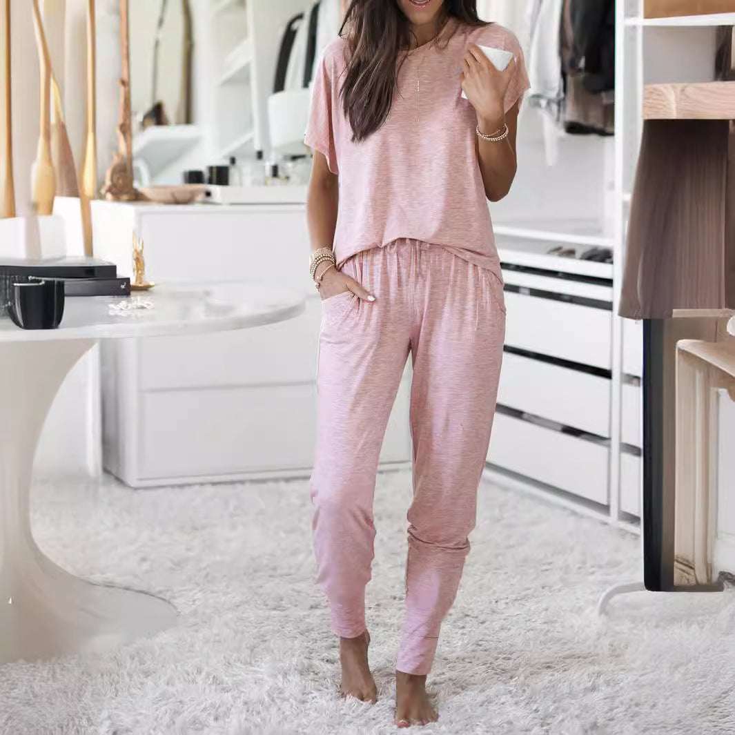 Round Neck Short Sleeve Loose Outfit