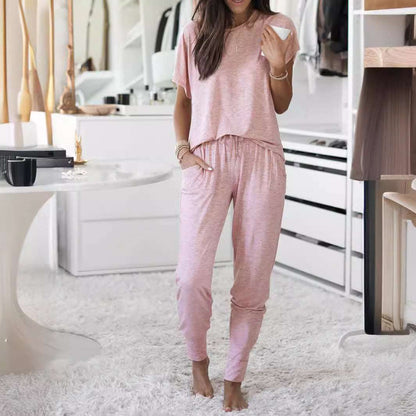 Round Neck Short Sleeve Loose Outfit