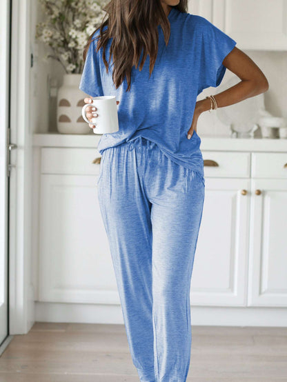 Round Neck Short Sleeve Loose Outfit