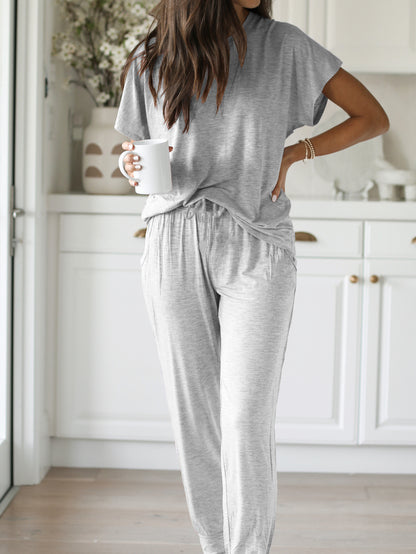 Round Neck Short Sleeve Loose Outfit