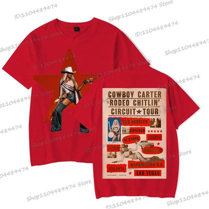 Vintage Beyonce Cowboy Carter Tour T-shirt 2025 New Men Women Fashion Short Sleeve Tops Tees Beyonce Male Female Streetwear