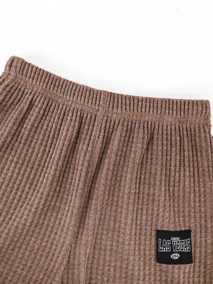 Fashion trend Summer boys short-sleeved T-shirt blazer elastic waist brown casual comfortable breathable shorts two-piece set