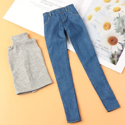 Fashion 60CM Doll Trousers Jeans Cotton Doll Tops Vest T-shirt Fit For Male Doll Pants For 1/3 BJD Doll Clothes Accessories Toys