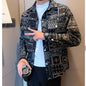 Cowboy Coat for Men Autumn Cargo with Print Denim Jackets Man Cowgirl Fashion Joker Trendy Washed Rock Korean Popular Clothes